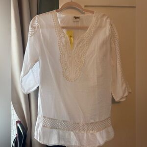 White Lace Trim Women's Top